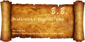Budinszki Boglárka névjegykártya